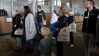 Neugierig wird in die Boxen geguckt