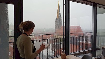 Trotz Regen ist die Skyline gut zu erkennen