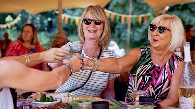 Anstoßen beim Picknick