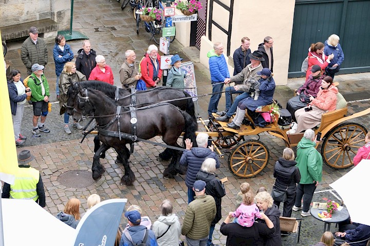 Der Kutschenkorso zieht durch die Altstadt von Telgte