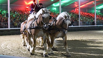 Sechserzug bei der Parade bei Nacht